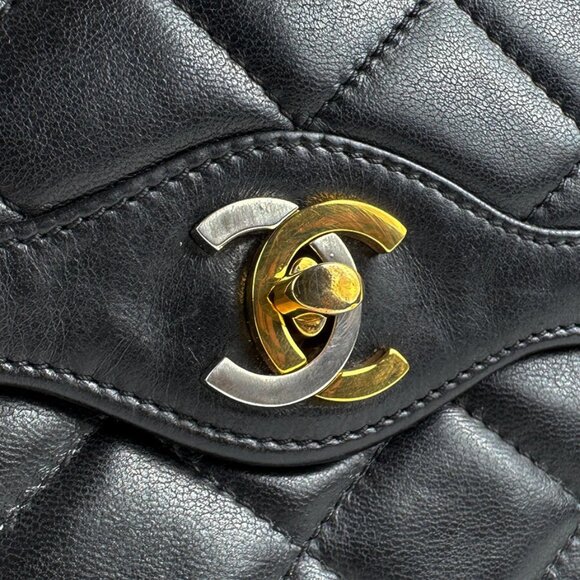CHANEL Matelasse Double Flap Chian Shoulder Bag Black/Gold/Silver - Picture 13 of 13